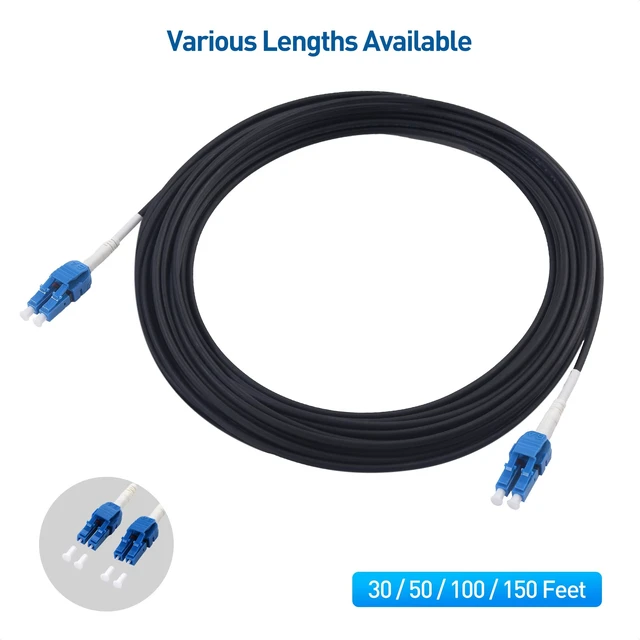 Alt view image 7 of 7 - Cable Matters Outdoor Armored OS2 LC to LC Fiber Patch Cable, 150ft / 45.7m | Single Mode Duplex 9/125, LSFRZH, Direct Burial, UV/Fire Retardant Jacket