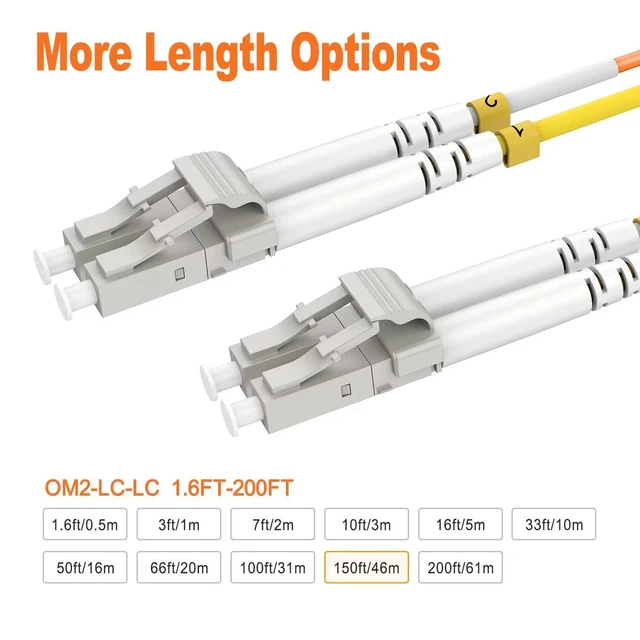 Alt view image 3 of 7 - RamboCables-150ft/46m OM2 LC LC Fiber Optic Patch Cables Cord Multimode | MM Fiber Optic Cable Jumper Duplex LSZH, 50/125m, 1G/10G