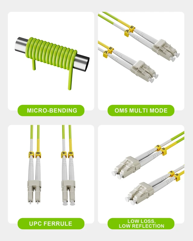 Alt view image 6 of 7 - VANDESAIL OM5 LC to LC Multimode Fiber Patch Cable, 1M(3.3FT), 5 Pack | Duplex, 50/125um, LSZH jacket, MMF, 10/40/100Gbps support, 850-950nm, OM3/OM4 compatible, for SFP+ transceivers