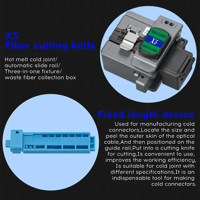 Alt view image 4 of 6 - Fiber Optic Termination Tool Kit FTTH Cable Cold Welding Tool Set | with X5 Grey Optical Fiber Cleaver with FC-LC Adapter D7 OPM