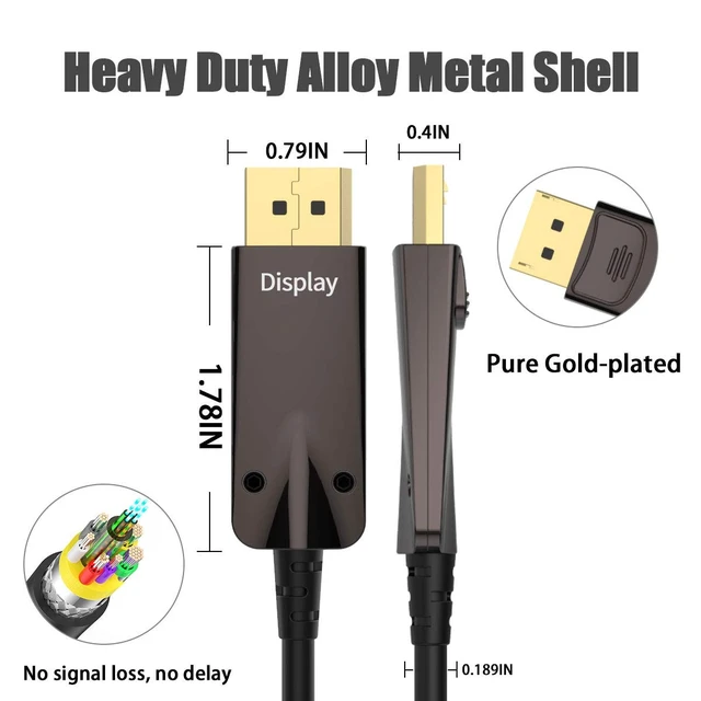 Alt view image 7 of 7 - BIFALE DP Fiber Optic Cable 25ft, 8K Fiber Displayport 1.4 Cable Support HBR3, DSC 1.2, HDR10, 32.4Gbps, 8K@60Hz, 4K@144Hz, Thin and Slim Fiber DP1.4 Cable