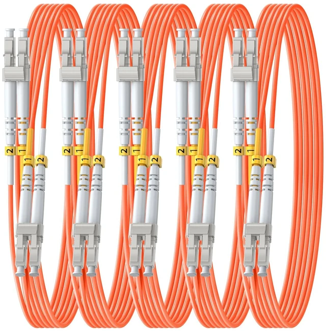 Main image of FiberPrime- OM1 LC to LC Multimode Fiber Patch Cable, 10m/33ft, 5Pack | Fiber Optic Cable, Multi-mode Duplex, MM Fiber Optical Cord, 1G/10GB, 62.5/125um, Cable Diameter 2.0mm, LSZH Jacket