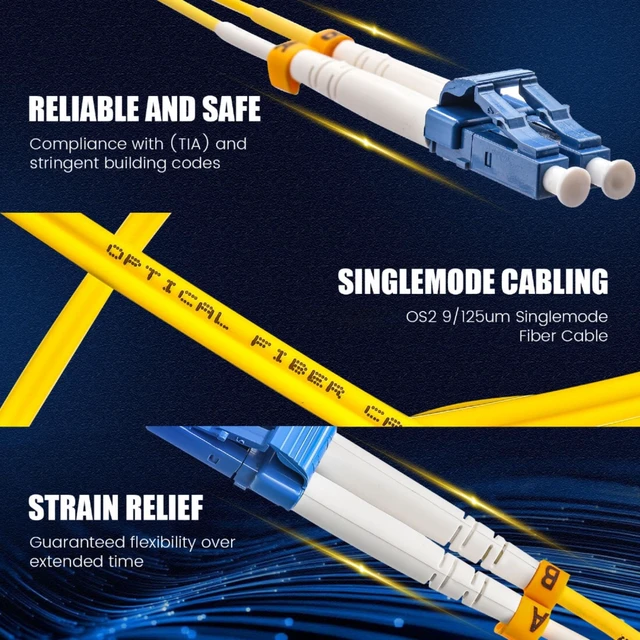 Alt view image 4 of 7 - Threlaco 20 Pack 1 M/ 3.28 ft Lc to Lc Fiber Patch Cable Os2 | OS2 9/125um SMF Jumper, 10GB Speed, LSZH Low Smoke Jacket, Plug and Play for Data Center Network Room Fiber Optic Connection