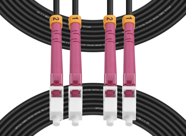 Main image of Fibergaga®Outdoor LC to LC OM4 Fiber Patch Cable Multimode TPU, 20M(66ft) | Armored Fiber Optic Cable Jumper Patch Cord, Multi-Mode Duplex, 10GB/40GB/100GB, 50/125m, Direct Burial, OD-5.0mm