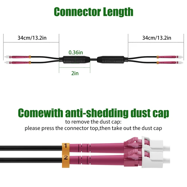 Alt view image 2 of 6 - Fibergaga®Outdoor LC to LC OM4 Fiber Patch Cable Multimode TPU, 20M(66ft) | Armored Fiber Optic Cable Jumper Patch Cord, Multi-Mode Duplex, 10GB/40GB/100GB, 50/125m, Direct Burial, OD-5.0mm