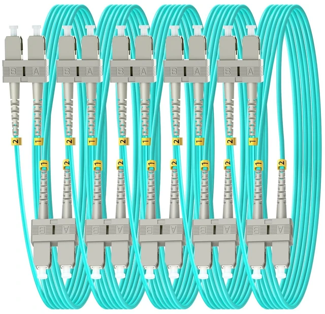 Main image of FiberPrime- Multimode OM3 SC to SC Fiber Patch Cable, 2m/6ft, 5Pack | Multi Mode, MM, MMF Duplex, Fiber Optic Cable, 10G/40G, 50/125um, Cable Diameter 2.0mm, LSZH Jacket