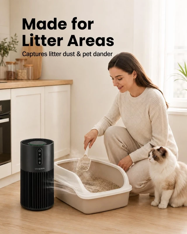 Alt view image 2 of 7 - Vacqueen Air Purifiers for Home Pets | Smart HEPA Pet Air Purifier for Bedroom, Smart WiFi 2200 Sq.Ft, Alexa Control, Washable Filter for Smoke Dust Odor