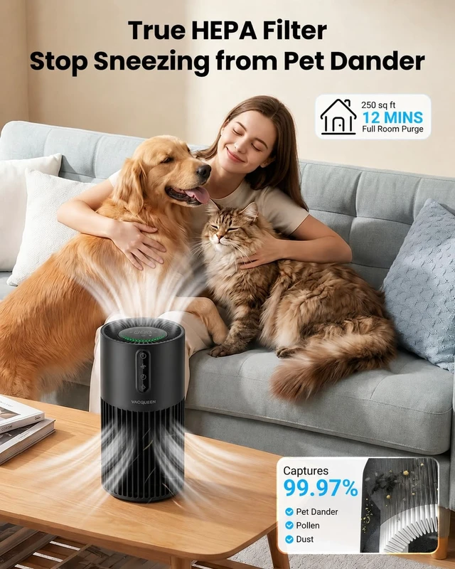 Alt view image 6 of 7 - Vacqueen Air Purifiers for Home Pets | Smart HEPA Pet Air Purifier for Bedroom, Smart WiFi 2200 Sq.Ft, Alexa Control, Washable Filter for Smoke Dust Odor