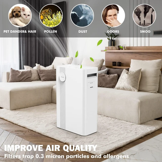 Alt view image 2 of 7 - MOOKA H13 True HEPA Air Purifier Replacement Filter With Activated Carbon 4-in-1 For Large Room Filter Allergies Pollen Smoke Dust Pet Dander VOC