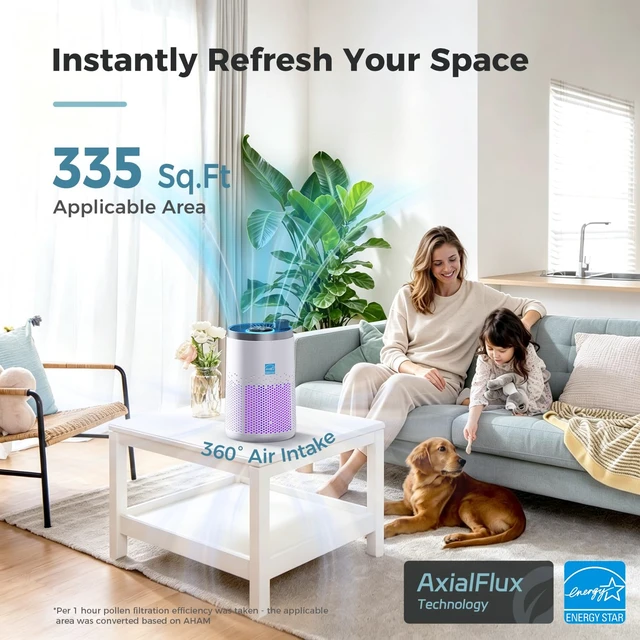 Alt view image 2 of 7 - AROEVE Air Purifiers for Bedroom Low Energy Air Cleaner-MK20(White)