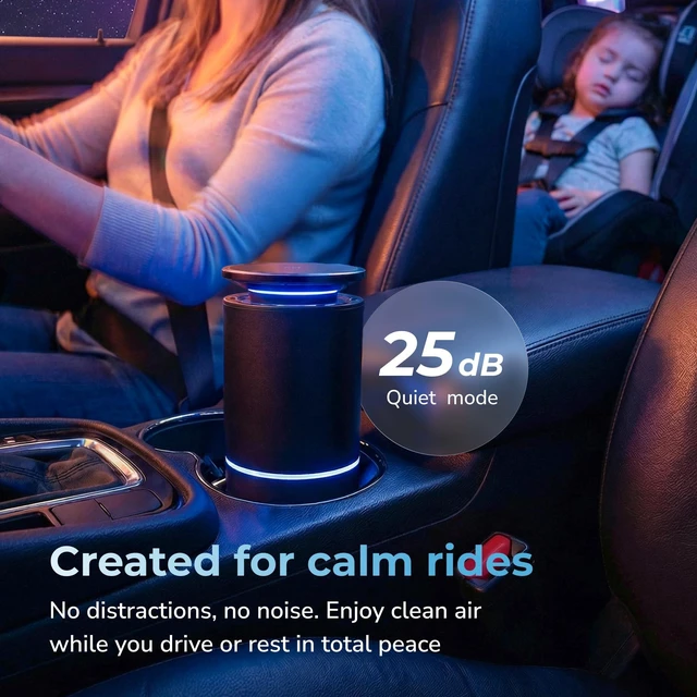 Alt view image 6 of 7 - ALIENONE Car Air Purifier AP-C1-D, H13 True HEPA Filter, 3-in-1 Filtration System, 360° Air Intake, Whisper-Quiet, One-Touch Operation, Compact Cup Holder Design