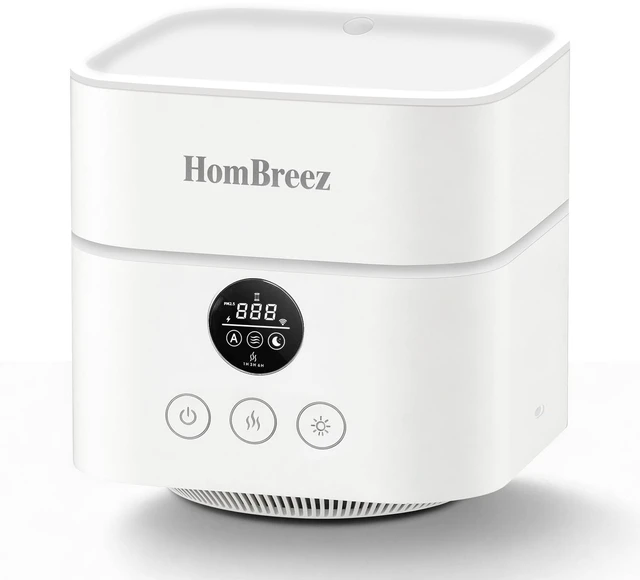 Main image of HomBreez Humidifier and Air Purifier in one, H13 True HEPA Filter, 1100ML Water Tank, Quiet Cool Mist Top Fill Essential Oil Diffuser for Baby, Pet, Bedroom