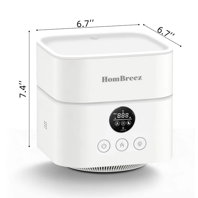 Alt view image 2 of 7 - HomBreez Humidifier and Air Purifier in one, H13 True HEPA Filter, 1100ML Water Tank, Quiet Cool Mist Top Fill Essential Oil Diffuser for Baby, Pet, Bedroom