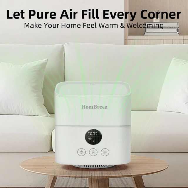 Alt view image 5 of 7 - HomBreez Humidifier and Air Purifier in one, H13 True HEPA Filter, 1100ML Water Tank, Quiet Cool Mist Top Fill Essential Oil Diffuser for Baby, Pet, Bedroom
