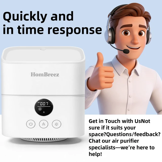 Alt view image 6 of 7 - HomBreez Humidifier and Air Purifier in one, H13 True HEPA Filter, 1100ML Water Tank, Quiet Cool Mist Top Fill Essential Oil Diffuser for Baby, Pet, Bedroom