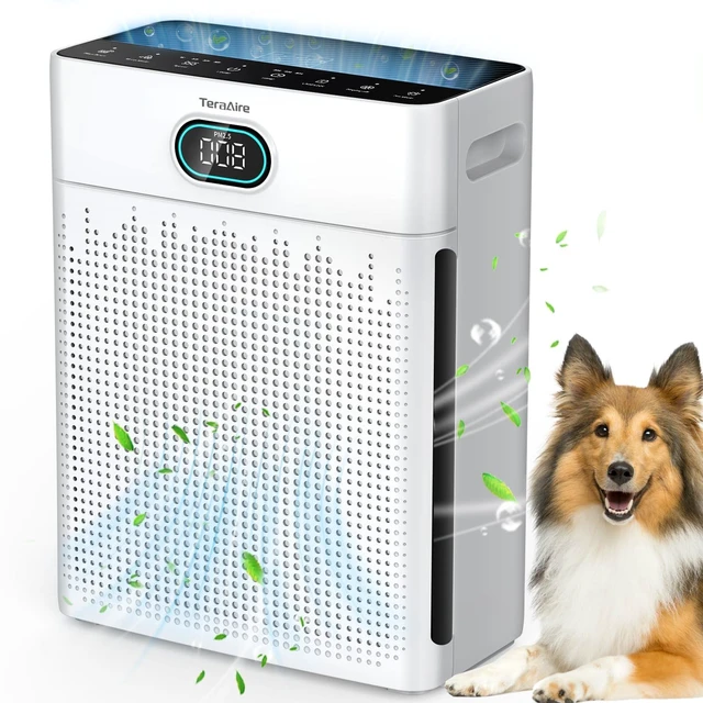 Main image of Air Purifiers for Home, HEPA Air Purifier with PM 2.5 Air Quality Monitor | Cover Up to 2200 Ft², Air Cleaner with Washable Pre-filter, Timer, Pet mode, Fragrance Sponge for Smoke, Odor, Dander(White)