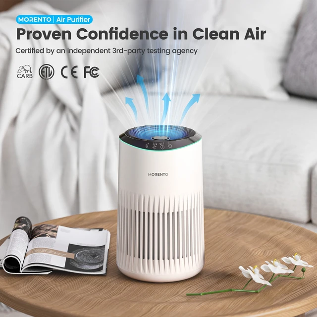 Alt view image 2 of 7 - Air Purifiers for Bedroom Home for Smoke Pet Dander Odors 2 Pack Cream | Air Purifier with Sleep Mode Small Air Purifier with Fragrance Sponge for Bedroom Office, Blue Ambient Light, 23dB Quiet