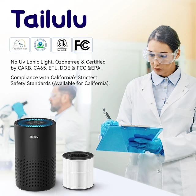 Alt view image 3 of 7 - Air Purifiers for Bedroom Home, Tailulu H14 True HEPA Air Purifier Filter, Quiet Air Cleaner With 12dB Sleep Mode Night Light Speed Control Timer, Portable Small Air Purifier For Allergies Pets, AP052