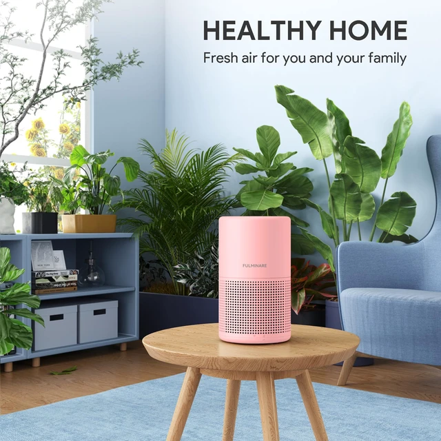 Alt view image 2 of 7 - Air Purifiers for Bedroom, FULMINARE H13 True HEPA Filter (Pink) | Remove Pet Hair, Smoke, OdorsQuiet Air Cleaner With Night Light, Portable Small Air Purifier for Home, Office, Living Room