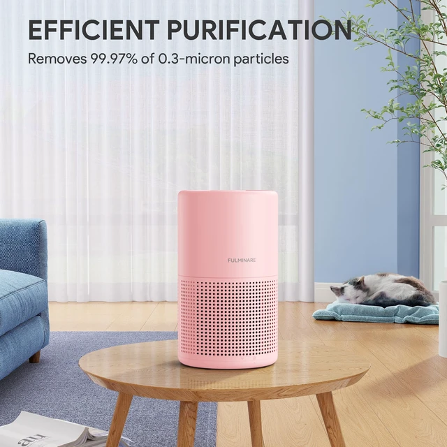 Alt view image 6 of 7 - Air Purifiers for Bedroom, FULMINARE H13 True HEPA Filter (Pink) | Remove Pet Hair, Smoke, OdorsQuiet Air Cleaner With Night Light, Portable Small Air Purifier for Home, Office, Living Room
