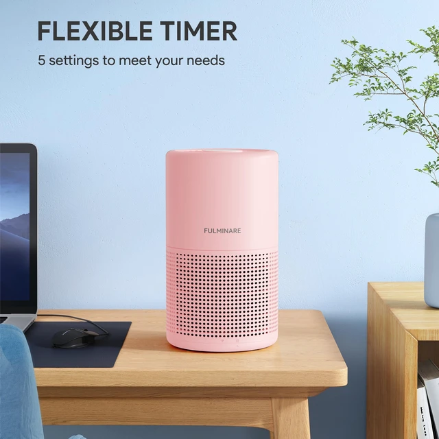 Alt view image 3 of 7 - Air Purifiers for Bedroom, FULMINARE H13 True HEPA Filter (Pink) | Remove Pet Hair, Smoke, OdorsQuiet Air Cleaner With Night Light, Portable Small Air Purifier for Home, Office, Living Room