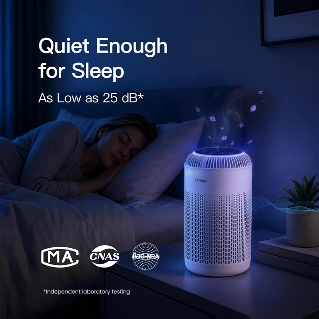Alt view image 4 of 7 - EZDONE Compact Air Purifiers for Bedroom, Home with Essential Oil Diffuser | True HEPA Filter, 3-Stage Filtration, Sleep Mode, Covers up to 377 Sq Ft, Pet Dander, Dust, Smoke & Bad Odors