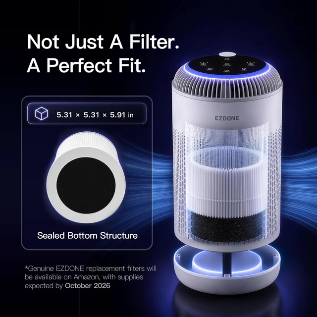 Alt view image 6 of 7 - EZDONE Compact Air Purifiers for Bedroom, Home with Essential Oil Diffuser | True HEPA Filter, 3-Stage Filtration, Sleep Mode, Covers up to 377 Sq Ft, Pet Dander, Dust, Smoke & Bad Odors
