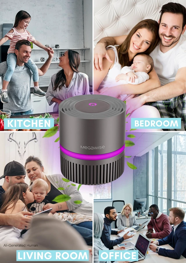 Alt view image 5 of 5 - MEGAWISE H13 HEPA Air Purifier for Home & Office, Desktop Air Cleaner with True HEPA Filter, Ultra-Quiet, Compact Design EPI810 (Black, No Light)