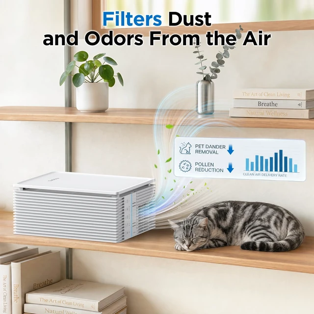Alt view image 3 of 7 - MOOKA Air Purifier for Home Pets Large Room 1300 Ft², Washable Pre-Filter | HEPA Air Purifiers for Bedroom, Dorm Room, Filters Pet Hair, Smoke, Odor, Dander, Aromatherapy, 15 dB Sleep Mode, KJ102