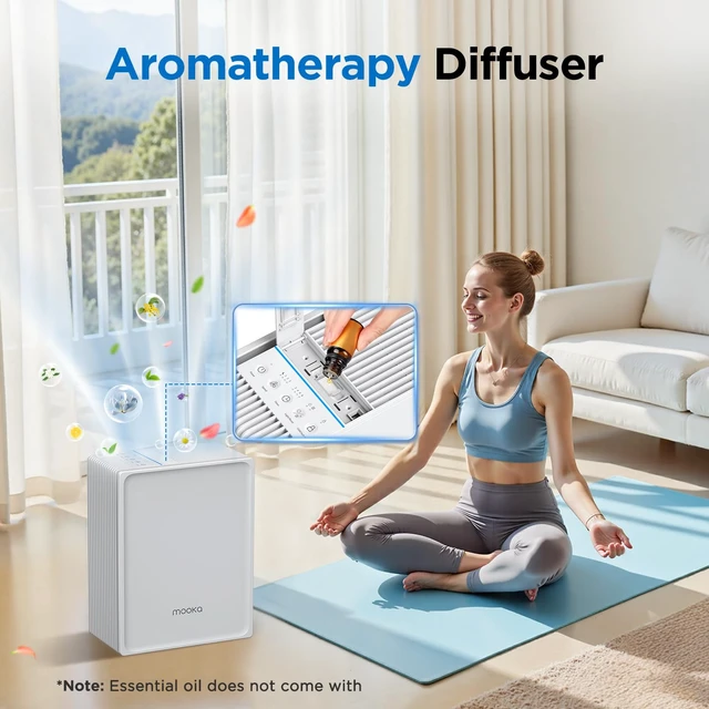 Alt view image 7 of 7 - MOOKA Air Purifier for Home Pets Large Room 1300 Ft², Washable Pre-Filter | HEPA Air Purifiers for Bedroom, Dorm Room, Filters Pet Hair, Smoke, Odor, Dander, Aromatherapy, 15 dB Sleep Mode, KJ102