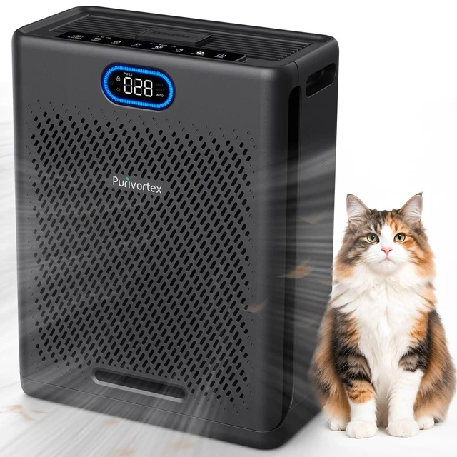 Main image of Purivortex HEPA Air Purifiers for Home Pets, Up to 2,640 Sq Ft, PX700 Black | True HEPA Filter, Pet Mode, Quiet Sleep Mode, Air Quality Display & Auto Mode for Pet Dander, Hair, Smoke, Dust, Pollen