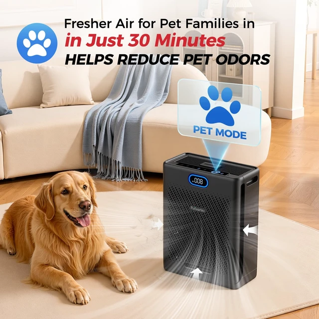 Alt view image 5 of 7 - Purivortex HEPA Air Purifiers for Home Pets, Up to 2,640 Sq Ft, PX700 Black | True HEPA Filter, Pet Mode, Quiet Sleep Mode, Air Quality Display & Auto Mode for Pet Dander, Hair, Smoke, Dust, Pollen