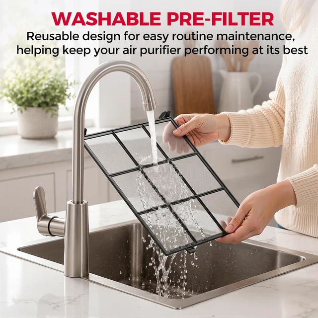 Alt view image 7 of 7 - Purivortex HEPA Air Purifiers for Home Pets, Up to 2,640 Sq Ft, PX700 Black | True HEPA Filter, Pet Mode, Quiet Sleep Mode, Air Quality Display & Auto Mode for Pet Dander, Hair, Smoke, Dust, Pollen