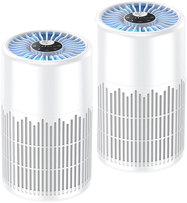 Main image of 2 Pack Air Purifiers for Bedroom Home, AnEgoe H13 True HEPA Air Filter Portable Air Purifier with Remote Control, Night Light, Timer, Sleep Mode, Quiet Air Cleaner for Baby, Living Room (White)