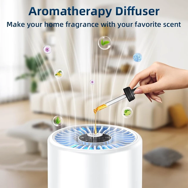 Alt view image 2 of 6 - 2 Pack Air Purifiers for Bedroom Home, AnEgoe H13 True HEPA Air Filter Portable Air Purifier with Remote Control, Night Light, Timer, Sleep Mode, Quiet Air Cleaner for Baby, Living Room (White)