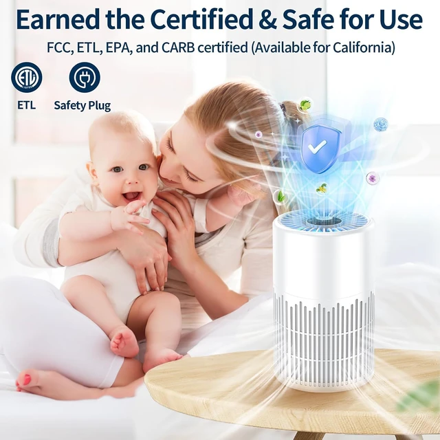 Alt view image 5 of 6 - 2 Pack Air Purifiers for Bedroom Home, AnEgoe H13 True HEPA Air Filter Portable Air Purifier with Remote Control, Night Light, Timer, Sleep Mode, Quiet Air Cleaner for Baby, Living Room (White)
