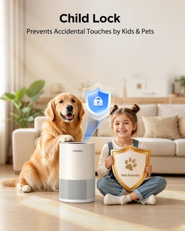 Alt view image 7 of 7 - Air Purifiers for Home Large Rooms up to 1200ft², MOOKA H13 True HEPA Air Purifier for Bedroom Pets with Aromatherapy, Child Lock, 13dB Ultra-Quiet Air Cleaner for Smoke, Odor, Dander, Pollen