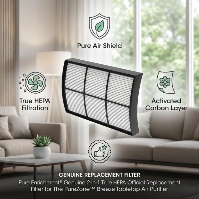 Alt view image 4 of 5 - Pure Enrichment PureZone Rectangular HEPA Air Purifier for Home and Office Quiet Compatible with Pur Filters and Replacement Puro Style Pureair Pack of 2