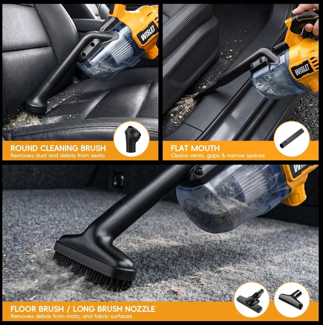 Alt view image 6 of 7 - Cordless Handheld Vacuum Cleaner Compatible with DeWalt 20V Battery | (Tool Only,No Battery) 16kpa 46 CFM 400W Portable Vacuum,2 HEPA Filters&4 Attachments,Lightweight 2.2 lbs for Car,Home&Garage