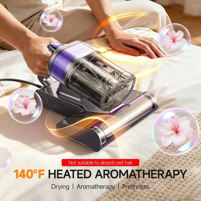 Alt view image 4 of 7 - FEPPO Mattress Vacuum Cleaner PRO, 4-in-1 16Kpa Bed Vacuum with UV-C Light | 140°F Heat, HEPA Filter, Ultrasonic & 40,000 BPM, Handheld Vacuums Cleaner for Bed, Sofa, Couch, Crib(Corded, 550W)
