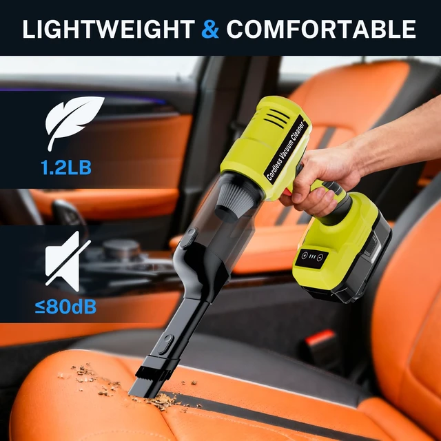 Alt view image 6 of 7 - YEX-BUR Cordless Handheld Vacuum for Ryobi 18V Battery(Tool Only), 240W Powerful Car Vacuum with Brushless Motor, 3-Speed, 5 Filters, Portable Vacuum Cleaner for Home Office Car Pet