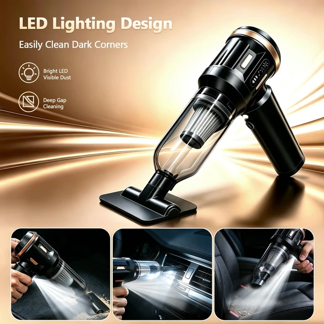 Alt view image 3 of 7 - LAJCAEN Car Vacuum Portable Cordless Handheld Vacuum Cleaner, 17000Pa Suction Power & 6000mAh Capacity Battery, 4 in 1 Cordless Car Vacuum for Home/Car/Carpet Stairs/Pet Hair Cleaning
