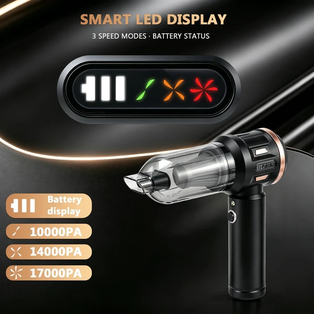 Alt view image 4 of 7 - LAJCAEN Car Vacuum Portable Cordless Handheld Vacuum Cleaner, 17000Pa Suction Power & 6000mAh Capacity Battery, 4 in 1 Cordless Car Vacuum for Home/Car/Carpet Stairs/Pet Hair Cleaning