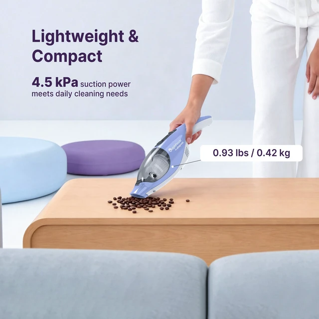 Alt view image 3 of 7 - Shop-Vac DolphPower Handheld Vacuum, 4500 Pa Cordless Mini Vacuum, Blue | Cute Dolphin-Shaped Vacuum Rechargeable with Multiple Nozzles, Portable Vacuum for Home & Car, Lightweight & Compact