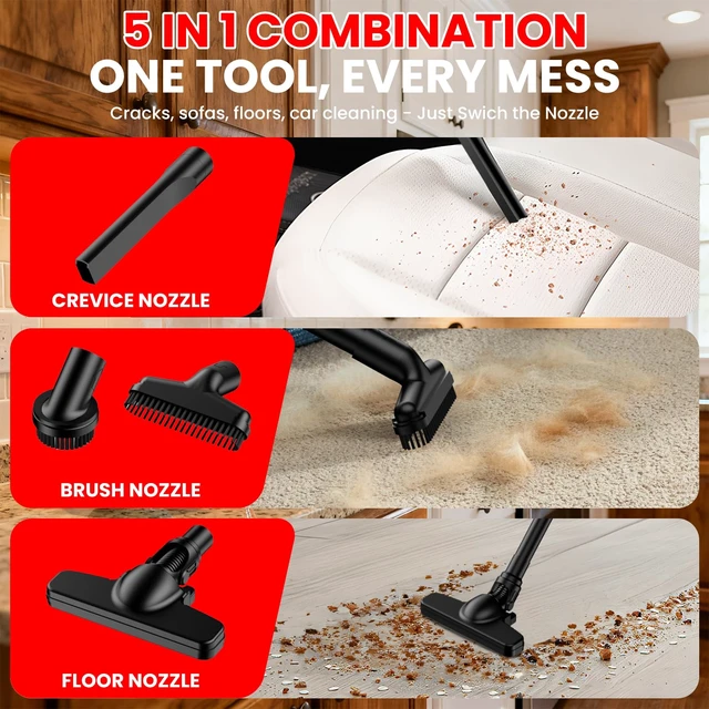 Alt view image 6 of 7 - Cordless Vacuum for Miwaukee Battery, 5 in 1 Lightweight Handheld Vacuum Cleaner with 500W Powerful Motor, 46 CFM Portable Hand Vacuum with Filtration HEPA for Floor, Carpet(Battery Not Included)
