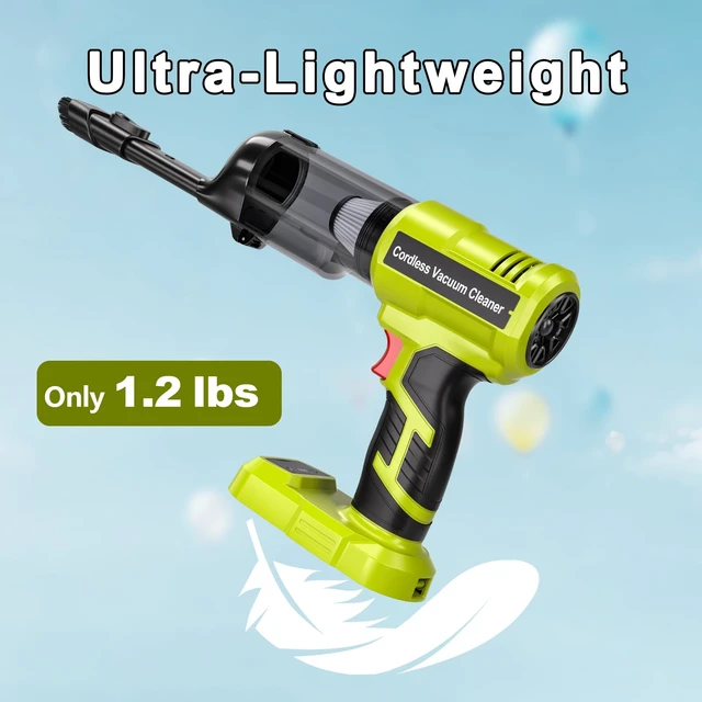 Alt view image 5 of 7 - Adisipsoarin Cordless Vacuum Cleaner for Ryobi 18V Battery, Electric Handheld Vacuum Cleaner with 105AW Powerful Suction, Portable Vacuum Cleaner for Floor, Carpet, Car, Home (Battery Not Included)