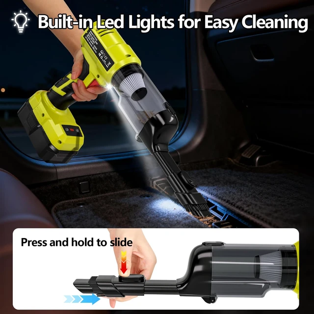 Alt view image 4 of 7 - Adisipsoarin Cordless Vacuum Cleaner for Ryobi 18V Battery, Electric Handheld Vacuum Cleaner with 105AW Powerful Suction, Portable Vacuum Cleaner for Floor, Carpet, Car, Home (Battery Not Included)