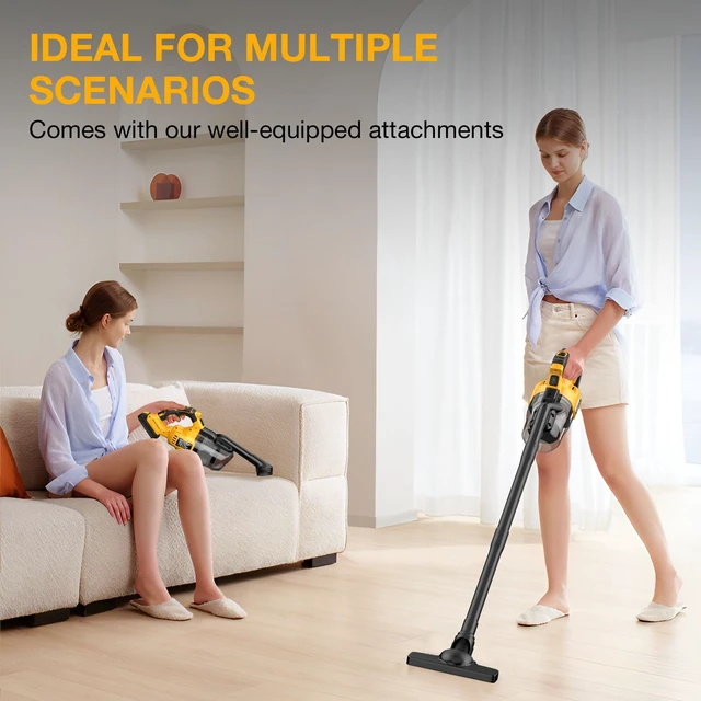 Alt view image 2 of 7 - Cordless Vacuum Cleaner for Dewalt 20V MAX Battery 100AW Suction HEPA | Handheld Vacuum Cleaner for Home Car Hardwood Floor Carpet Portable Washable Filter Crevice Brush Floor Nozzles(No Battery)