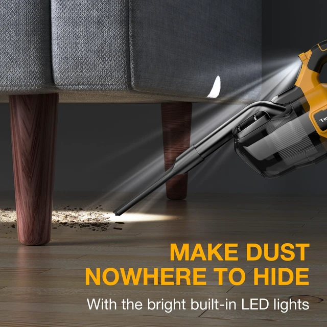 Alt view image 3 of 7 - Cordless Vacuum Cleaner for Dewalt 20V MAX Battery 100AW Suction HEPA | Handheld Vacuum Cleaner for Home Car Hardwood Floor Carpet Portable Washable Filter Crevice Brush Floor Nozzles(No Battery)