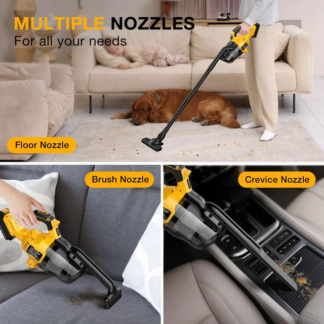 Alt view image 5 of 7 - Cordless Vacuum Cleaner for Dewalt 20V MAX Battery 100AW Suction HEPA | Handheld Vacuum Cleaner for Home Car Hardwood Floor Carpet Portable Washable Filter Crevice Brush Floor Nozzles(No Battery)